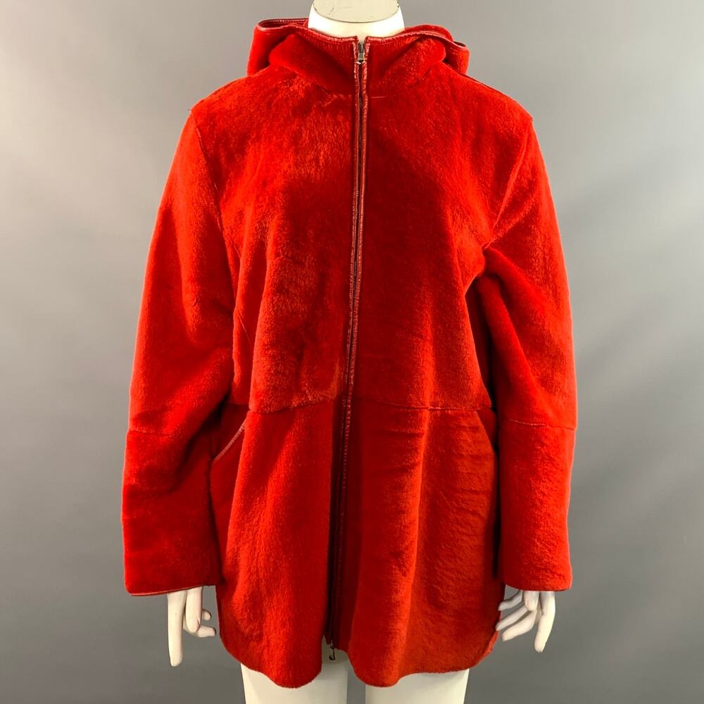 MARINA SPORT Size L Red Leather Sheep Coat